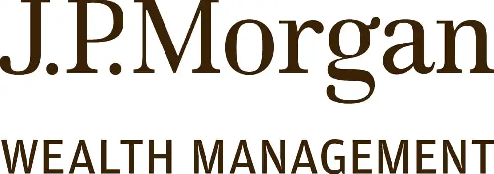 The image shows the J.P. Morgan logo with the words Wealth Management written below it in bold, capital letters. The text is in a dark brown font on a white background.