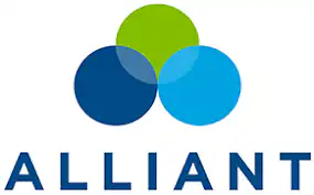 A logo with blue green and white circles.