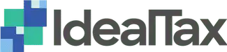 Logo with overlapping blue, green, and teal squares on the left, followed by the text IdeaTax in bold, dark gray letters.