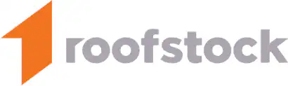 Roofstock logo featuring an orange geometric house shape to the left of the word roofstock written in lowercase gray letters.