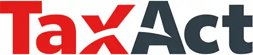 TaxAct logo featuring the word “Tax” in bold red letters and “Act” in bold black letters, with a stylized A that has a curved line through its middle.