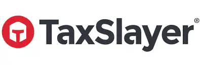 TaxSlayer logo with a red circle containing a white stylized helmet icon to the left of the word TaxSlayer in bold, black text.