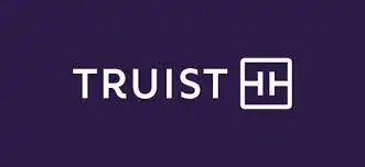 White TRUIST text next to a square with the letters T and H merged inside, on a dark purple background.