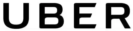 The image shows the Uber logo with the word UBER in bold, black, uppercase letters on a white background.
