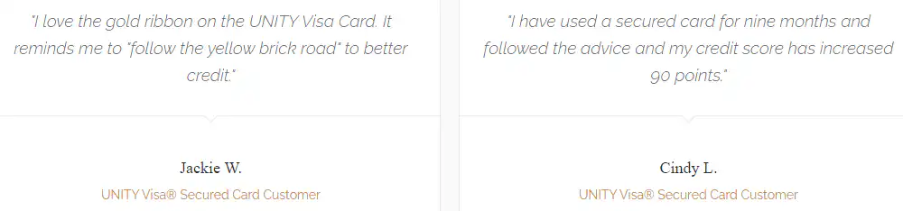 Unity Visa Card Customer Reviews