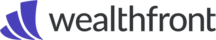 Wealthfront logo featuring a stylized purple icon with three curved shapes next to the word “wealthfront” in bold, black lowercase letters.